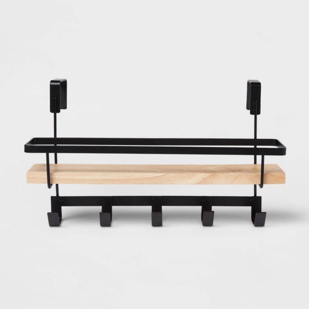 Brightroom -  Storage Rack Display Shelf with Hooks S Black